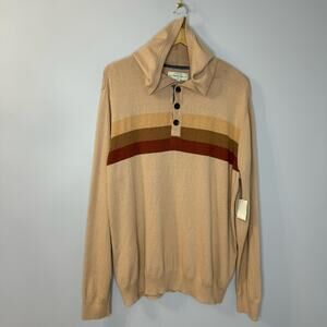 Hawker Rye Cotton Cashmere Striped Henley Hoodie Sweater Men's XL New